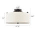 Black Semi Flush Mount Ceiling Light with Fabric Drum Shade Dimmable